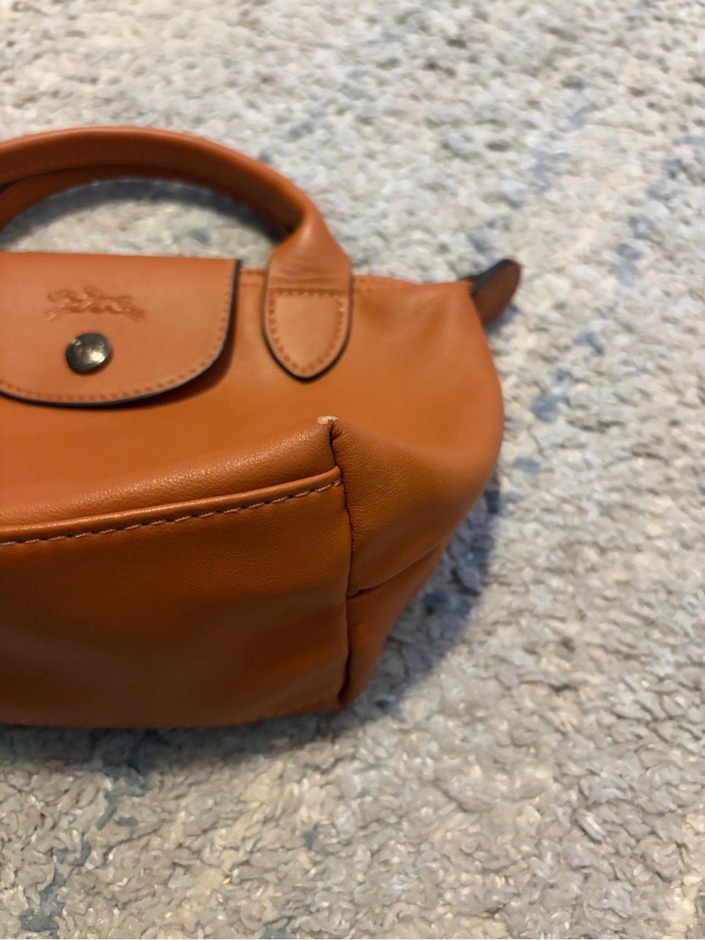 Longchamp Le Pliage Cuir Mini Leather Crossbody Bag Cognac Tan Brown - Picture 2 of 13